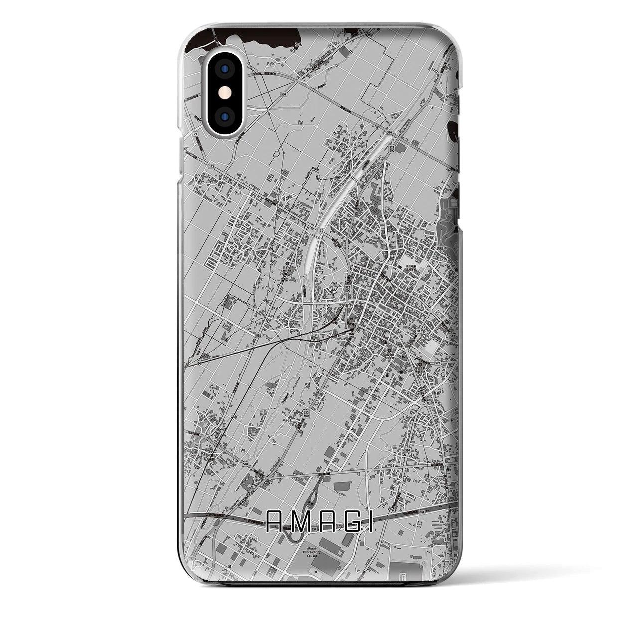 【甘木】地図柄iPhoneケース（クリアタイプ・モノトーン）iPhone XS Max 用