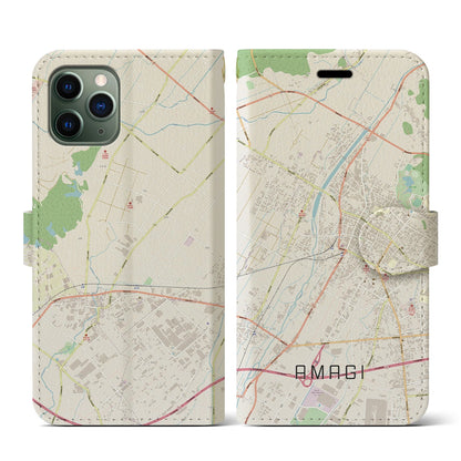 【甘木（福岡県）】地図柄iPhoneケース（手帳タイプ）ナチュラル・iPhone 11 Pro 用