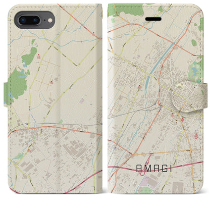 【甘木（福岡県）】地図柄iPhoneケース（手帳タイプ）ナチュラル・iPhone 8Plus /7Plus / 6sPlus / 6Plus 用