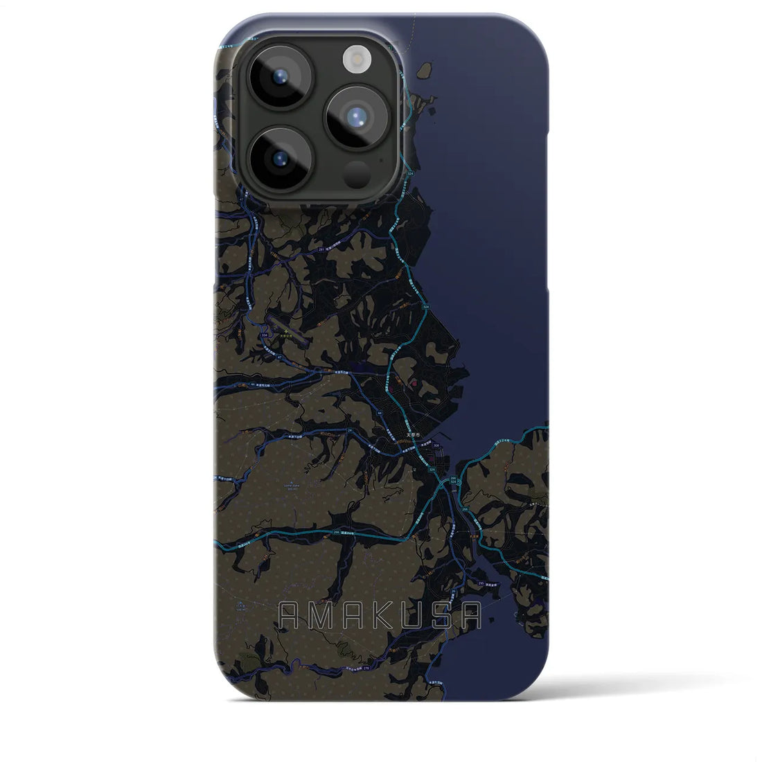 【天草】地図柄iPhoneケース（バックカバータイプ・ブラック）iPhone 15 Pro Max 用