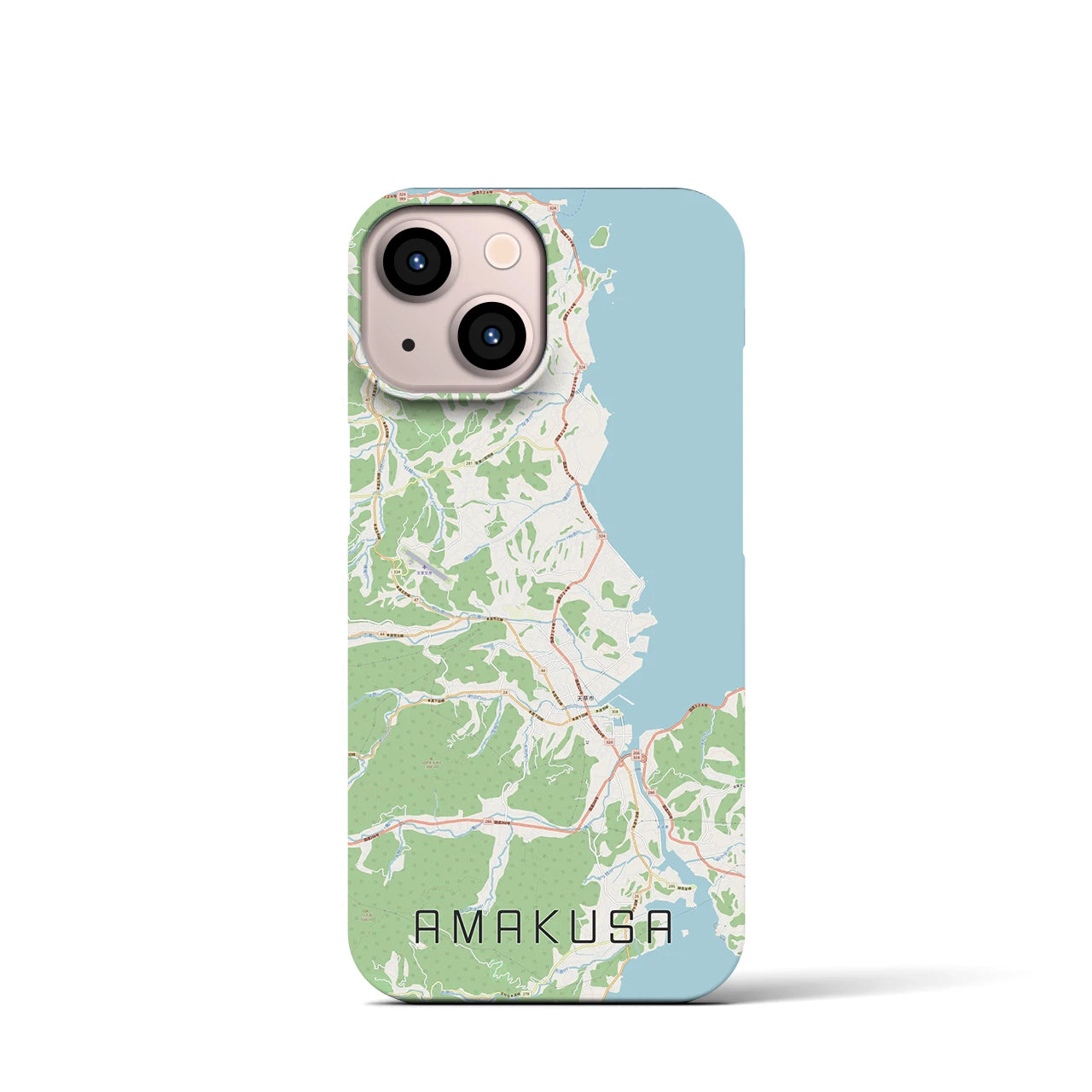【天草】地図柄iPhoneケース（バックカバータイプ・ナチュラル）iPhone 13 mini 用