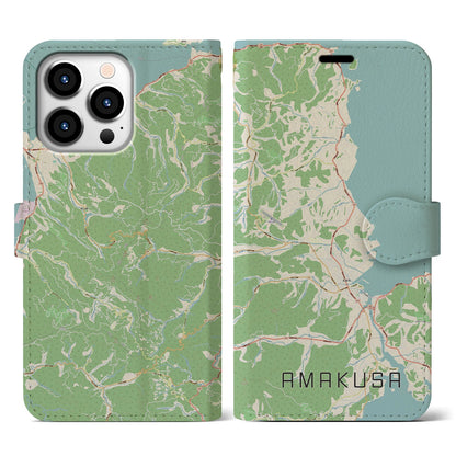 【天草（熊本県）】地図柄iPhoneケース（手帳タイプ）ナチュラル・iPhone 13 Pro 用