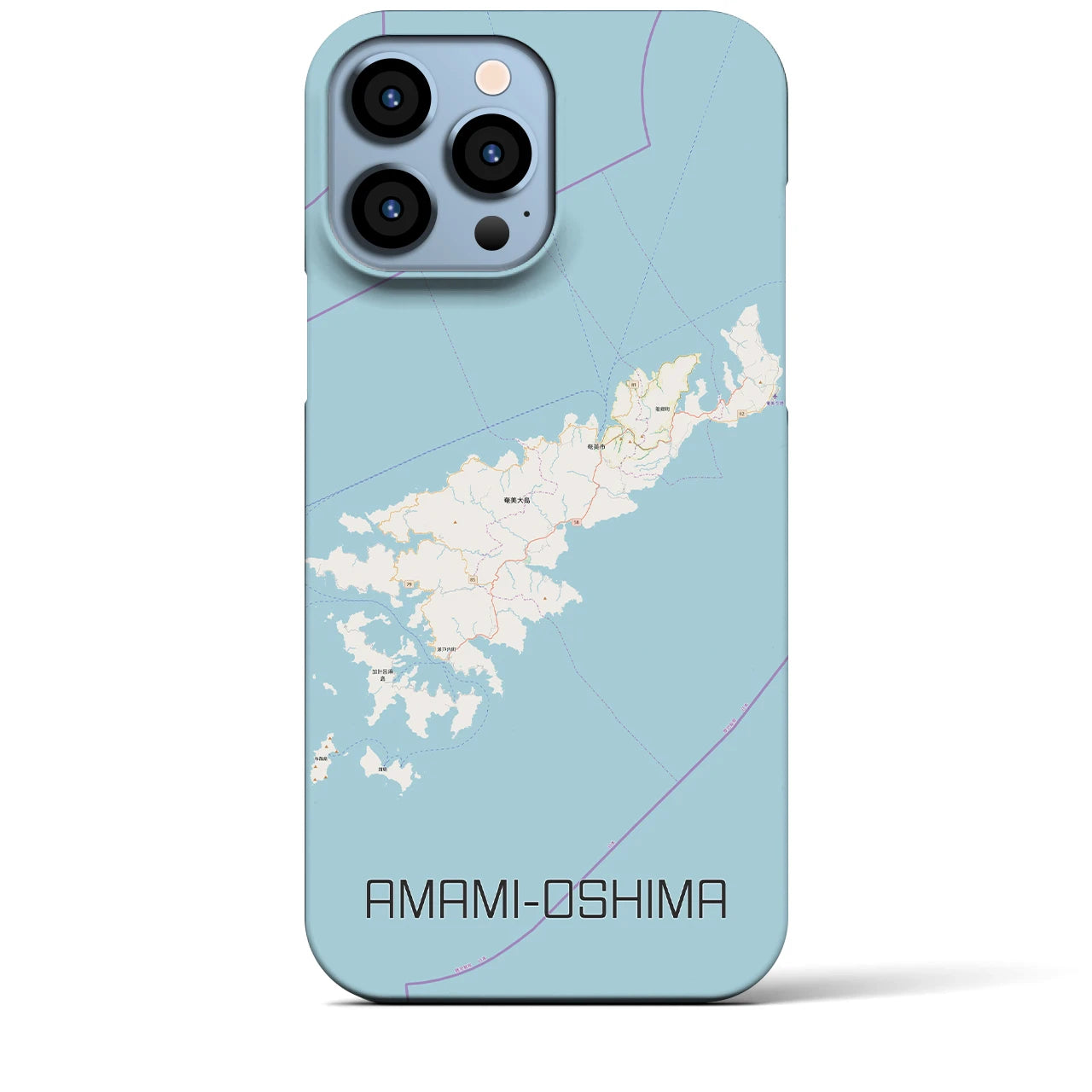 【奄美大島】地図柄iPhoneケース（バックカバータイプ・ナチュラル）iPhone 13 Pro Max 用