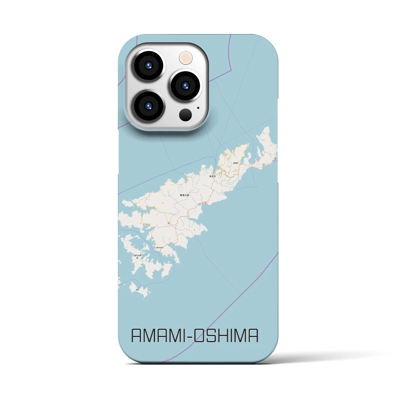 【奄美大島】地図柄iPhoneケース（バックカバータイプ・ナチュラル）iPhone 13 Pro 用