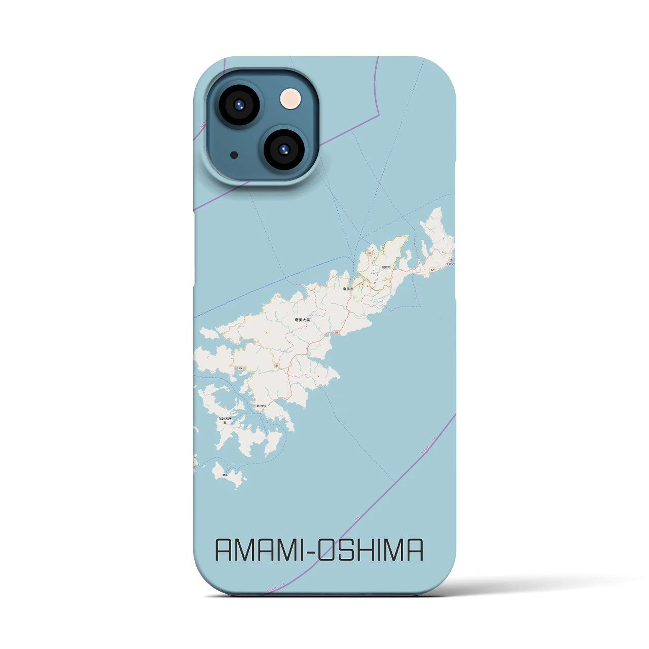 【奄美大島】地図柄iPhoneケース（バックカバータイプ・ナチュラル）iPhone 13 用