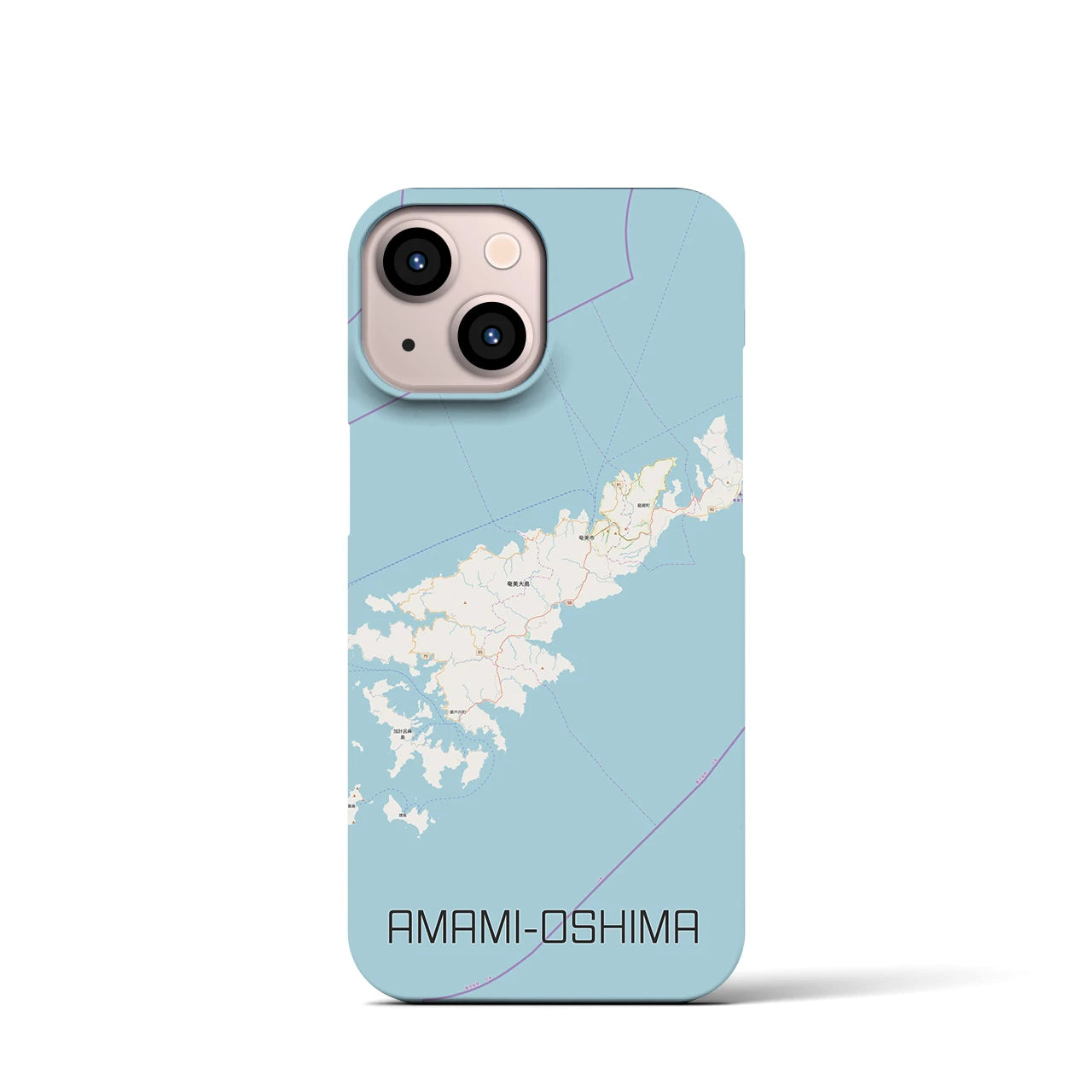 【奄美大島】地図柄iPhoneケース（バックカバータイプ・ナチュラル）iPhone 13 mini 用