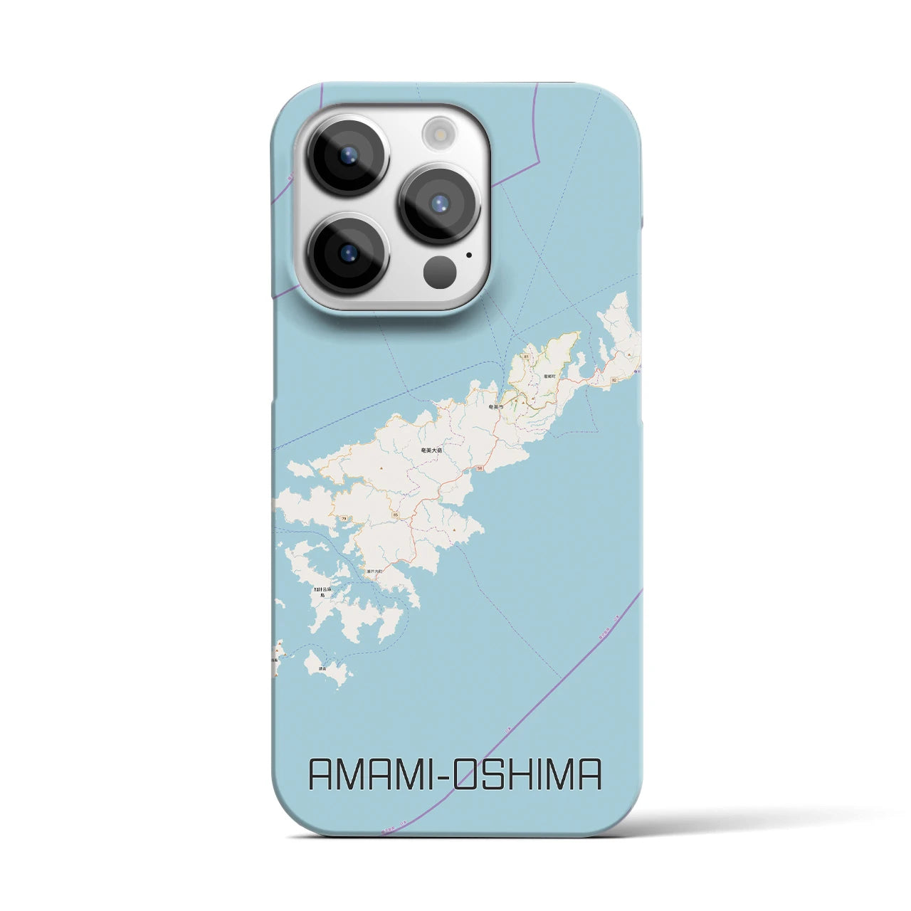 【奄美大島】地図柄iPhoneケース（バックカバータイプ・ナチュラル）iPhone 14 Pro 用