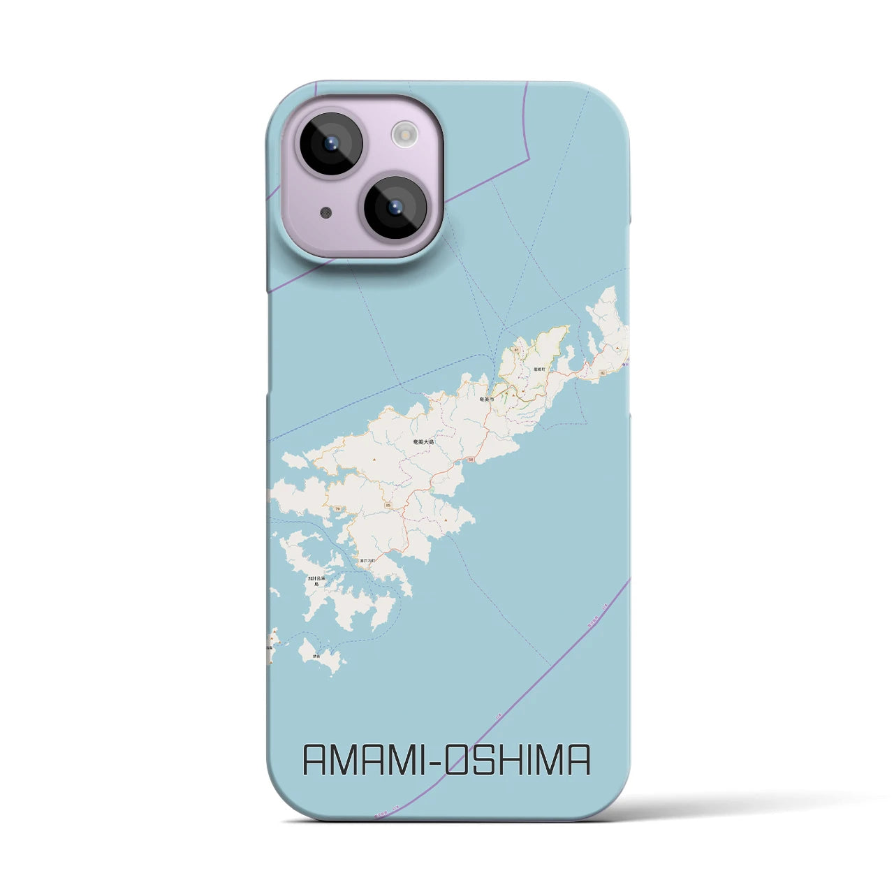 【奄美大島】地図柄iPhoneケース（バックカバータイプ・ナチュラル）iPhone 14 用