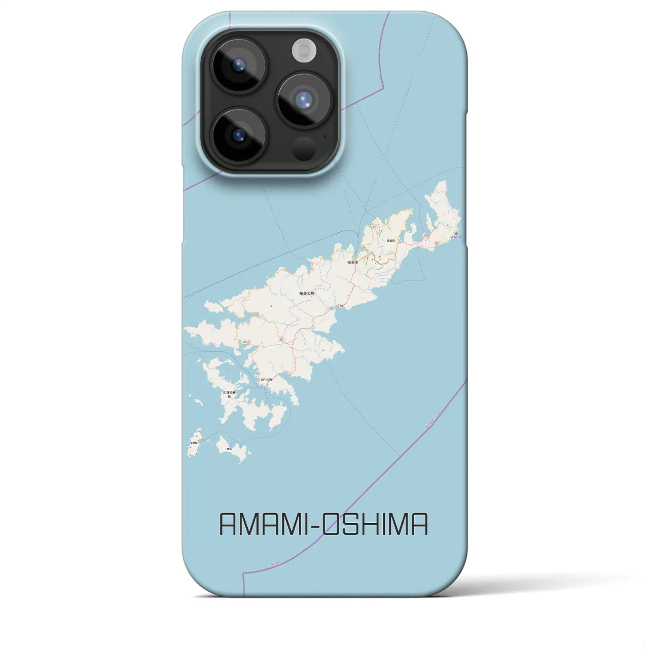 【奄美大島】地図柄iPhoneケース（バックカバータイプ・ナチュラル）iPhone 15 Pro Max 用