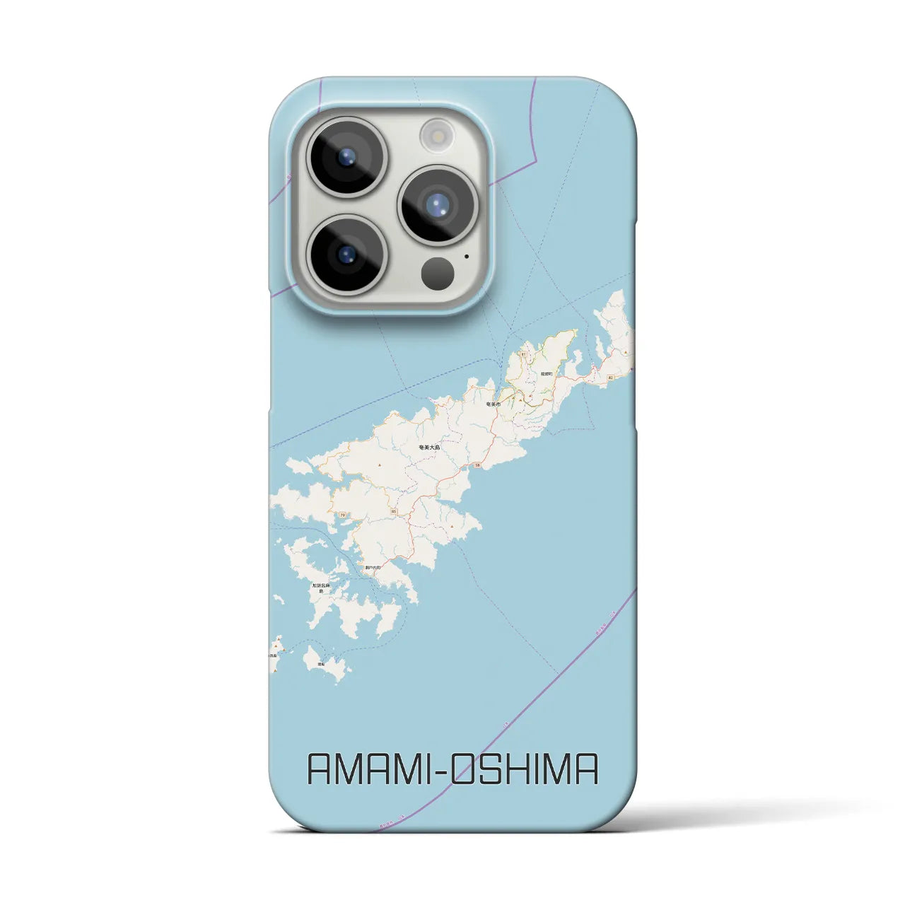 【奄美大島】地図柄iPhoneケース（バックカバータイプ・ナチュラル）iPhone 15 Pro 用