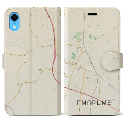 【余目（山形県）】地図柄iPhoneケース（手帳タイプ）ナチュラル・iPhone XR 用