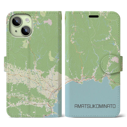 【天津小湊（千葉県）】地図柄iPhoneケース（手帳タイプ）ナチュラル・iPhone 15 用