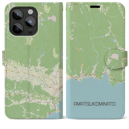 【天津小湊（千葉県）】地図柄iPhoneケース（手帳タイプ）ナチュラル・iPhone 15 Pro Max 用