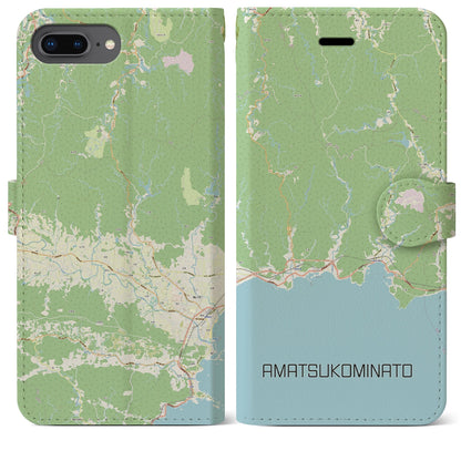 【天津小湊（千葉県）】地図柄iPhoneケース（手帳タイプ）ナチュラル・iPhone 8Plus /7Plus / 6sPlus / 6Plus 用