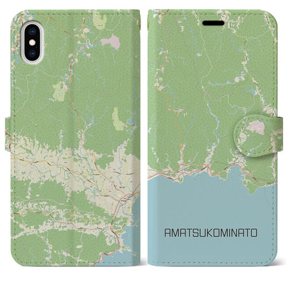 【天津小湊（千葉県）】地図柄iPhoneケース（手帳タイプ）ナチュラル・iPhone XS Max 用