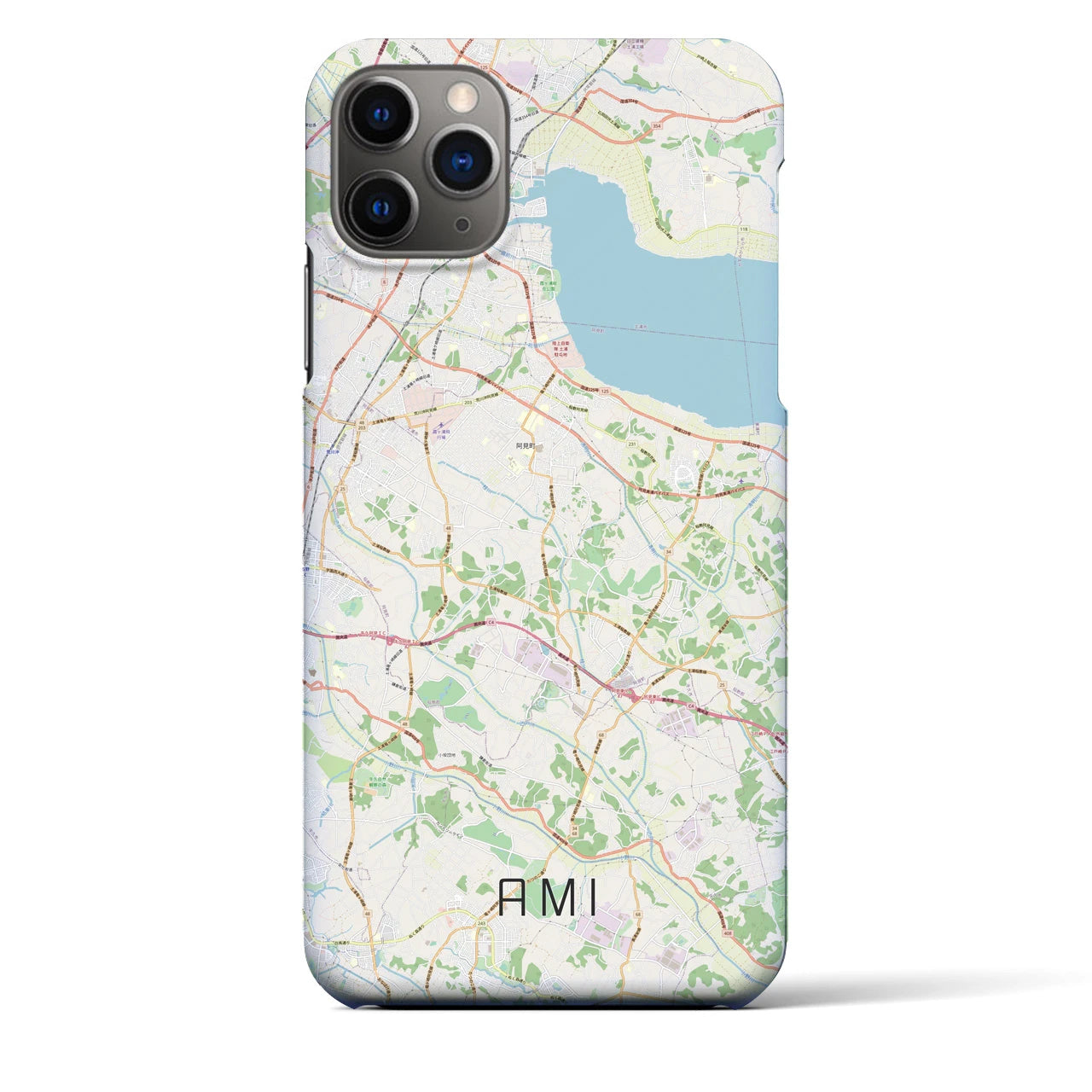 【阿見】地図柄iPhoneケース（バックカバータイプ・ナチュラル）iPhone 11 Pro Max 用