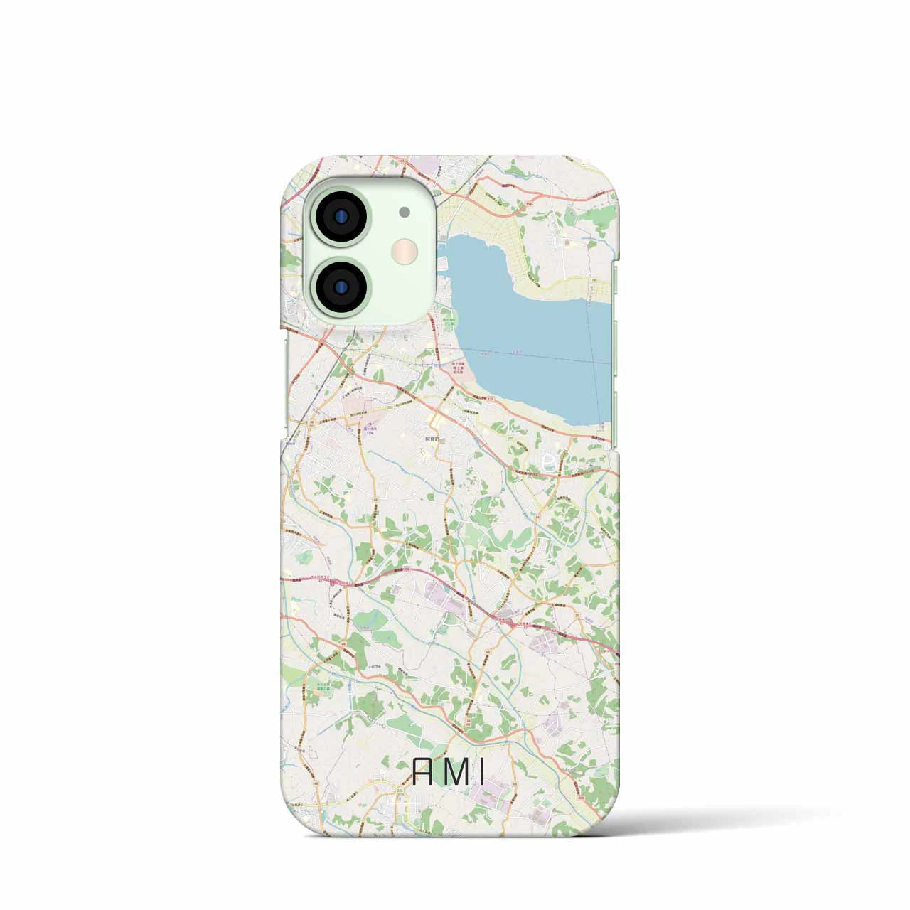 【阿見】地図柄iPhoneケース（バックカバータイプ・ナチュラル）iPhone 12 mini 用