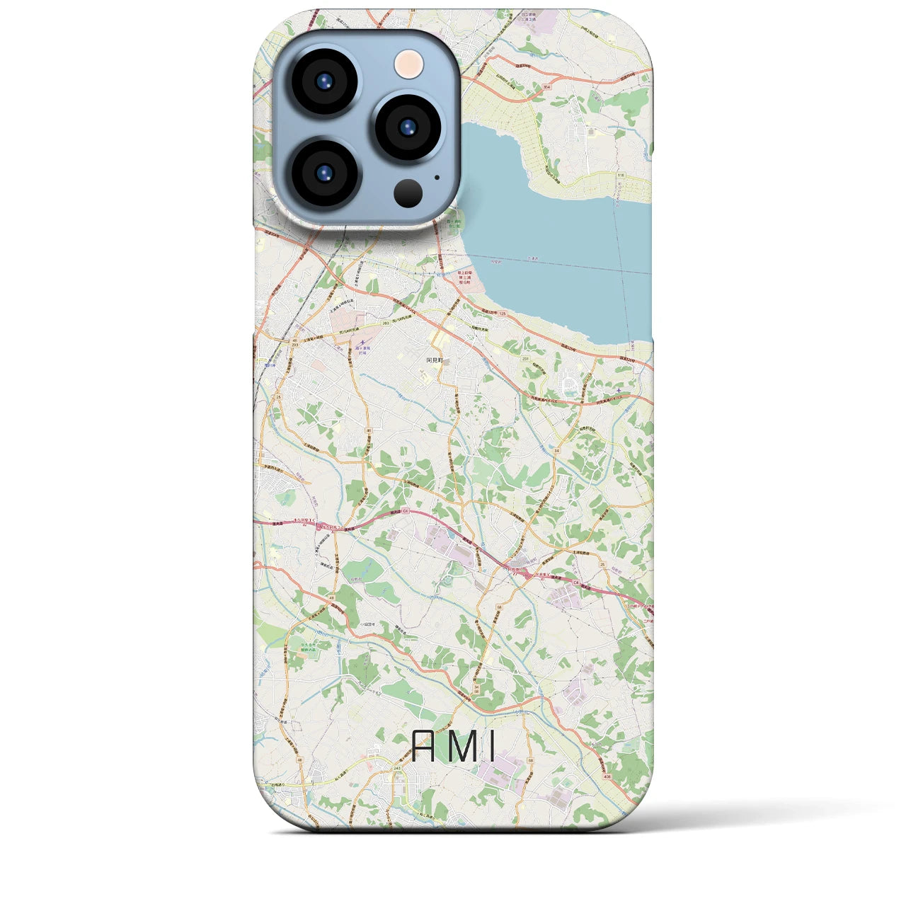 【阿見】地図柄iPhoneケース（バックカバータイプ・ナチュラル）iPhone 13 Pro Max 用