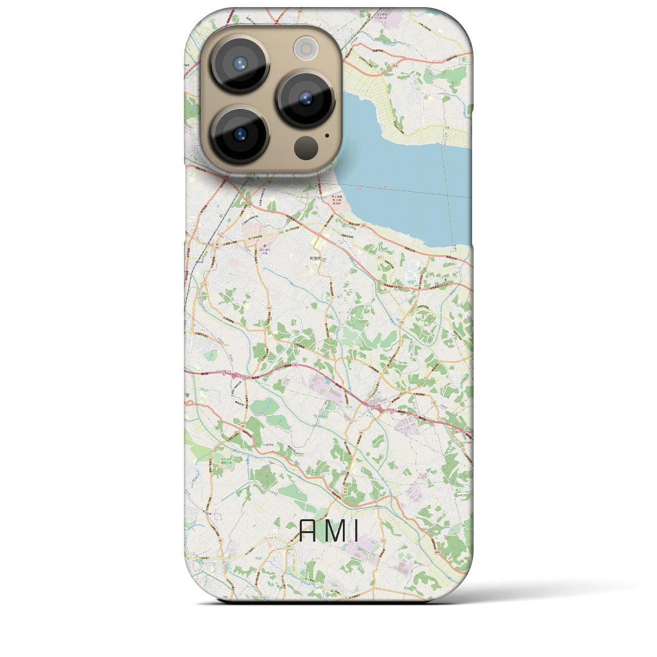 【阿見】地図柄iPhoneケース（バックカバータイプ・ナチュラル）iPhone 14 Pro Max 用