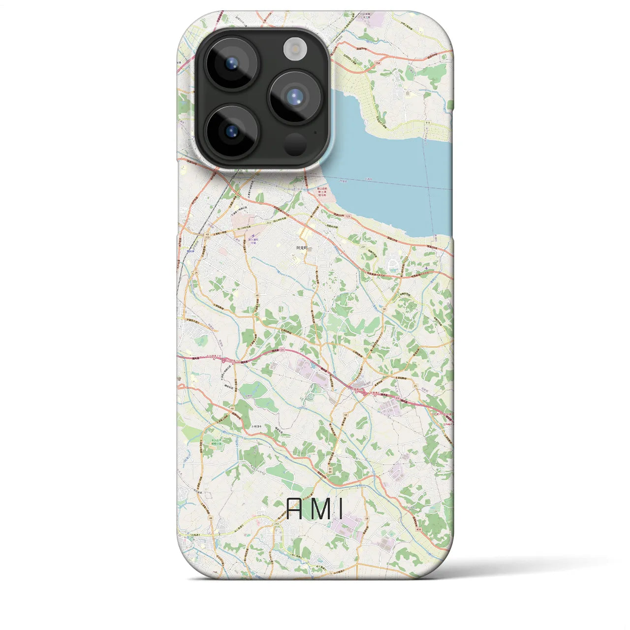 【阿見】地図柄iPhoneケース（バックカバータイプ・ナチュラル）iPhone 15 Pro Max 用