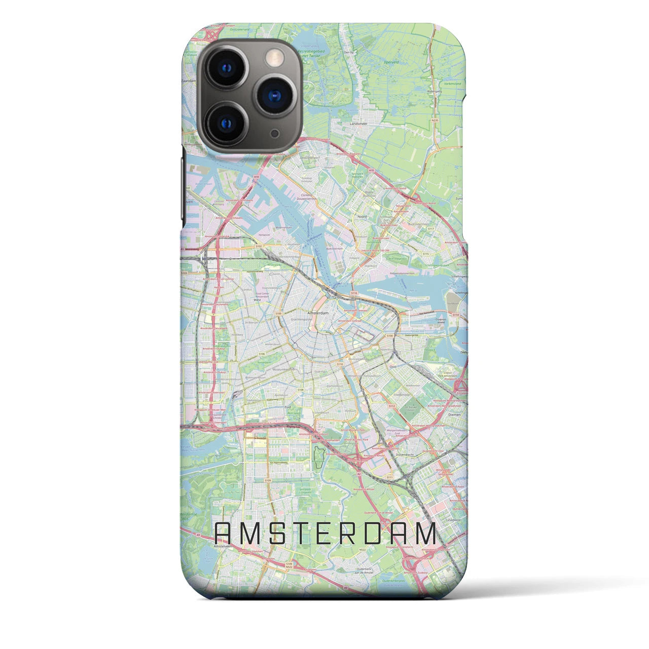 【アムステルダム】地図柄iPhoneケース（バックカバータイプ・ナチュラル）iPhone 11 Pro Max 用