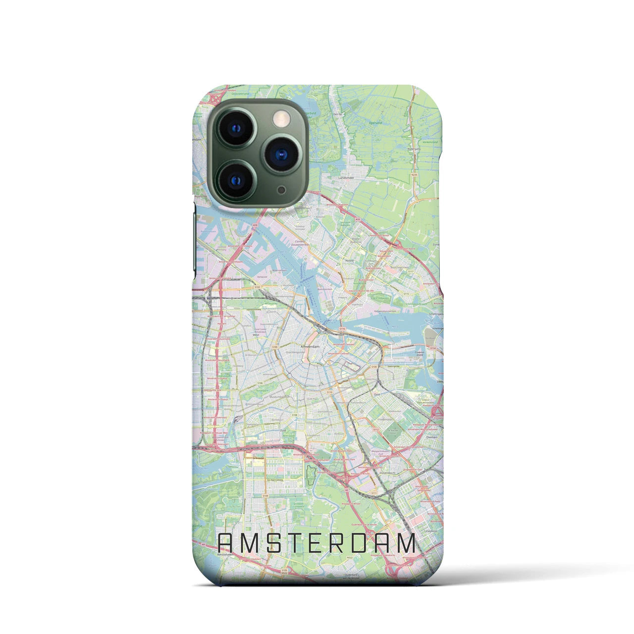 【アムステルダム】地図柄iPhoneケース（バックカバータイプ・ナチュラル）iPhone 11 Pro 用