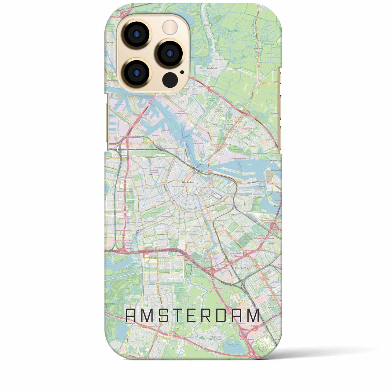 【アムステルダム】地図柄iPhoneケース（バックカバータイプ・ナチュラル）iPhone 12 Pro Max 用