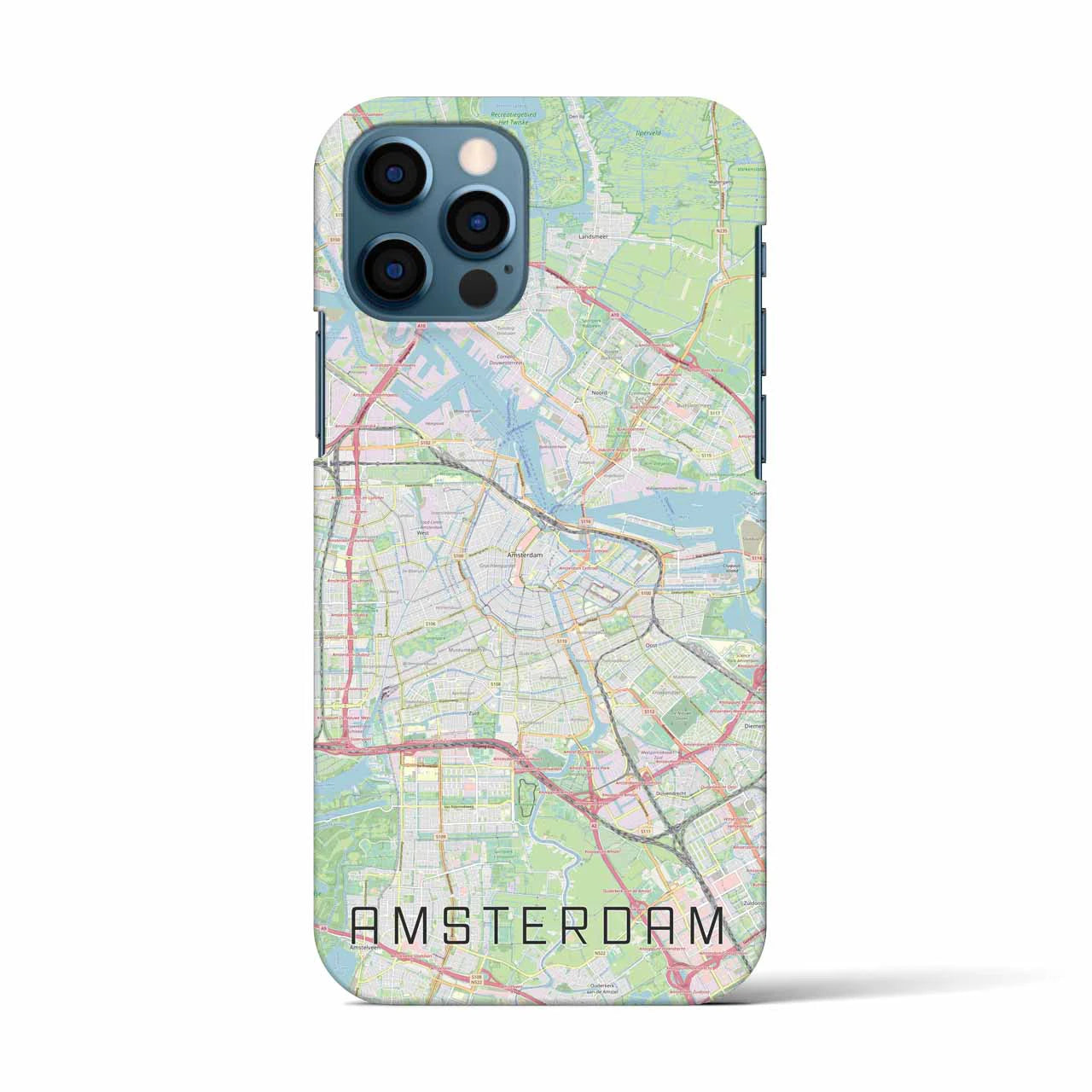 【アムステルダム】地図柄iPhoneケース（バックカバータイプ・ナチュラル）iPhone 12 / 12 Pro 用