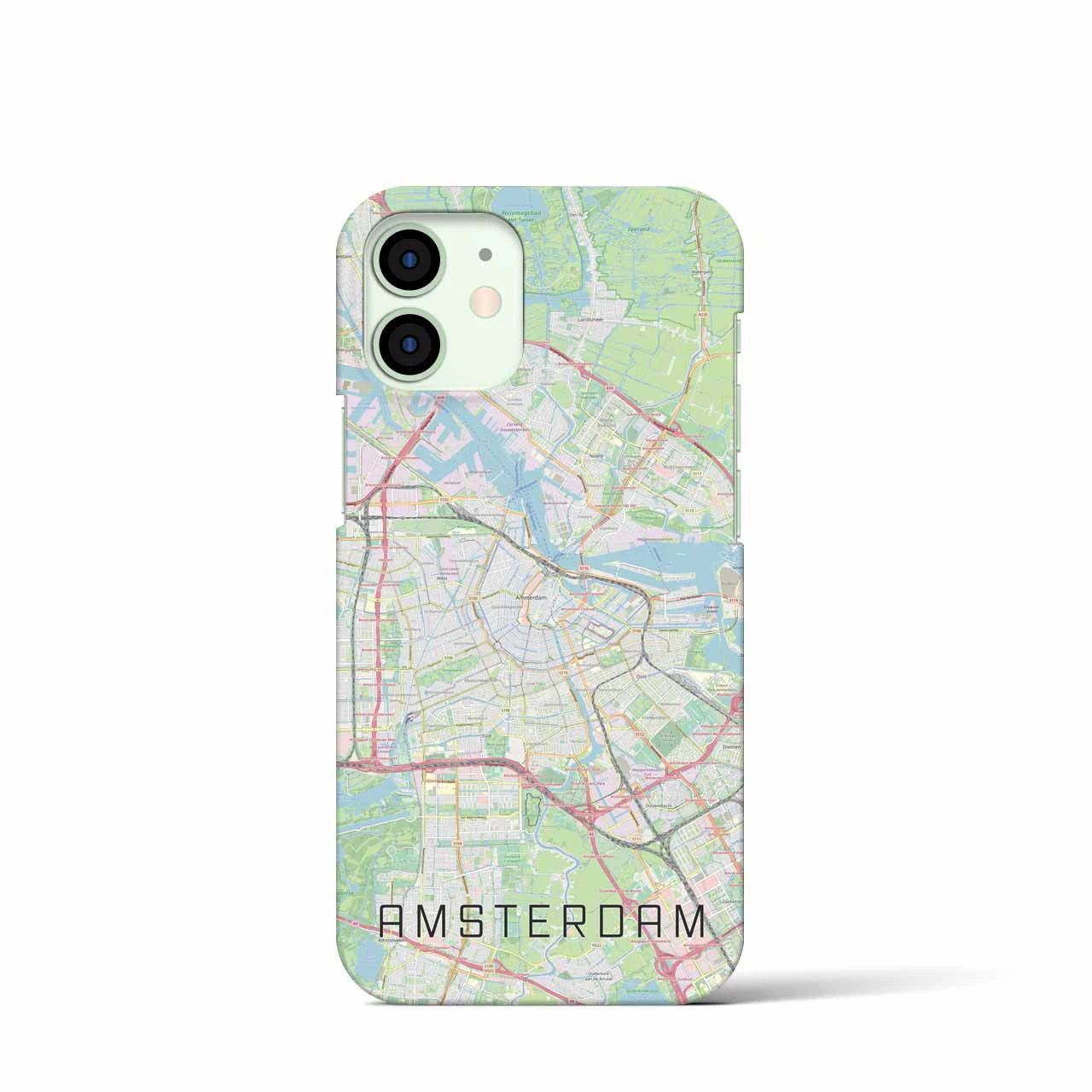 【アムステルダム】地図柄iPhoneケース（バックカバータイプ・ナチュラル）iPhone 12 mini 用