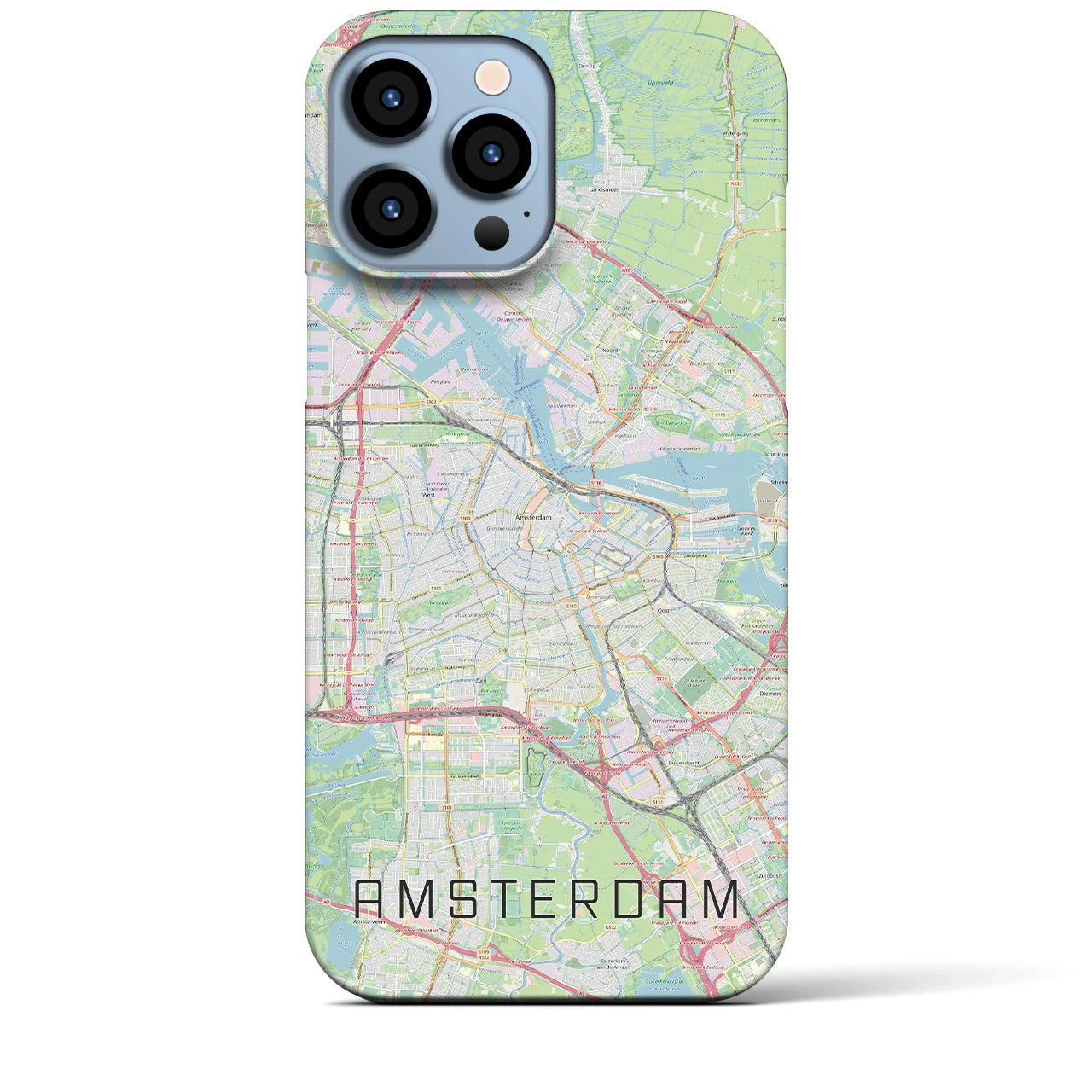 【アムステルダム】地図柄iPhoneケース（バックカバータイプ・ナチュラル）iPhone 13 Pro Max 用