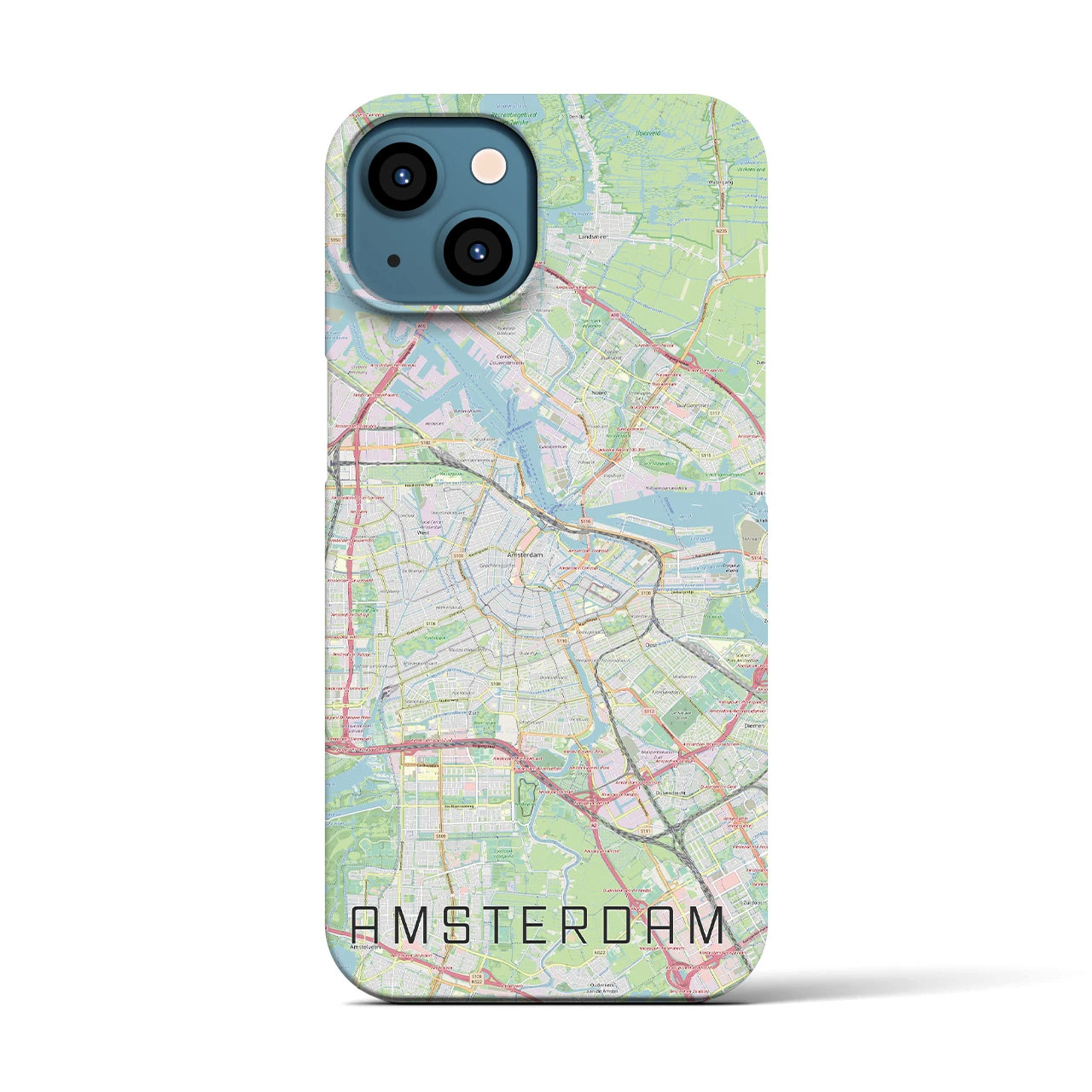 【アムステルダム】地図柄iPhoneケース（バックカバータイプ・ナチュラル）iPhone 13 用