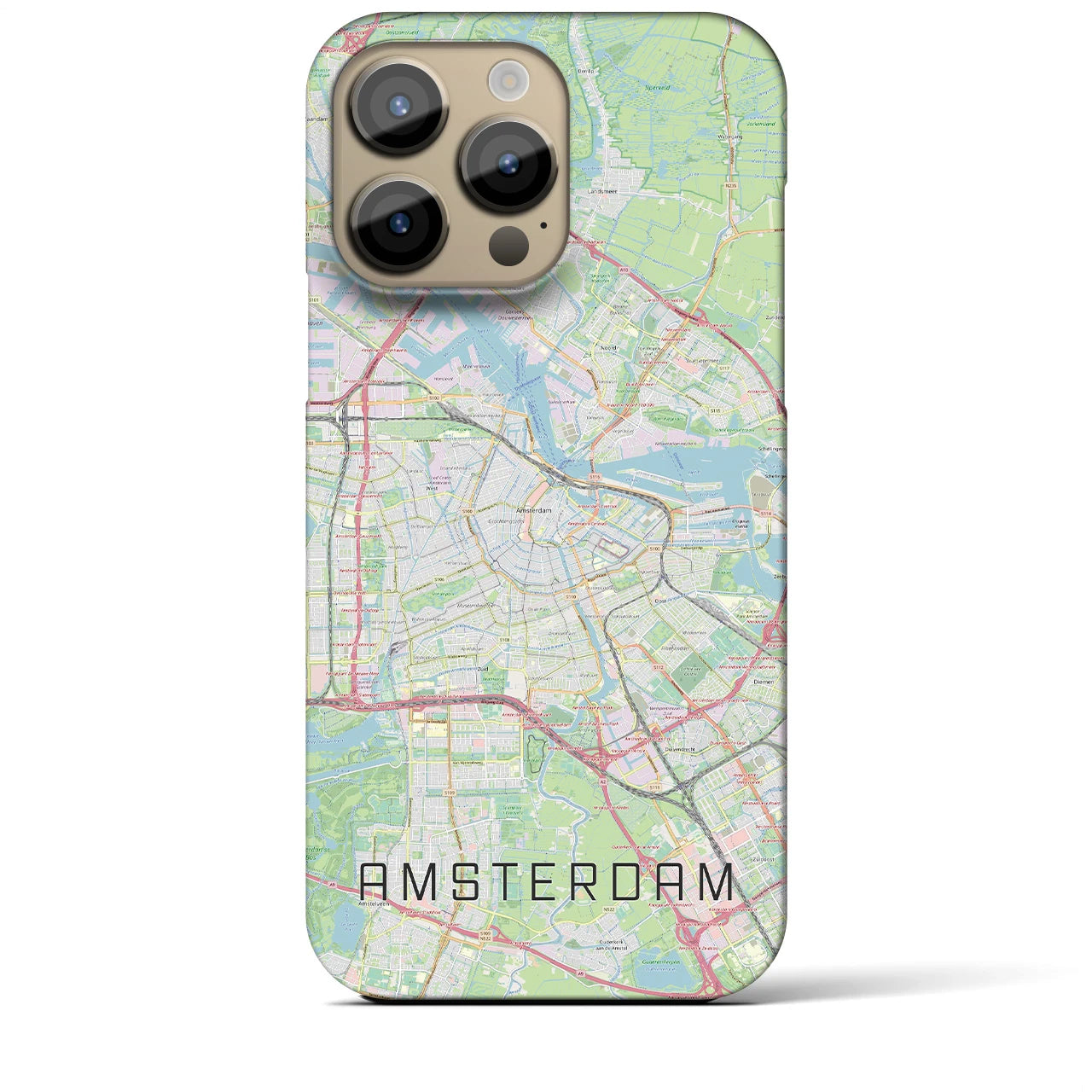【アムステルダム】地図柄iPhoneケース（バックカバータイプ・ナチュラル）iPhone 14 Pro Max 用