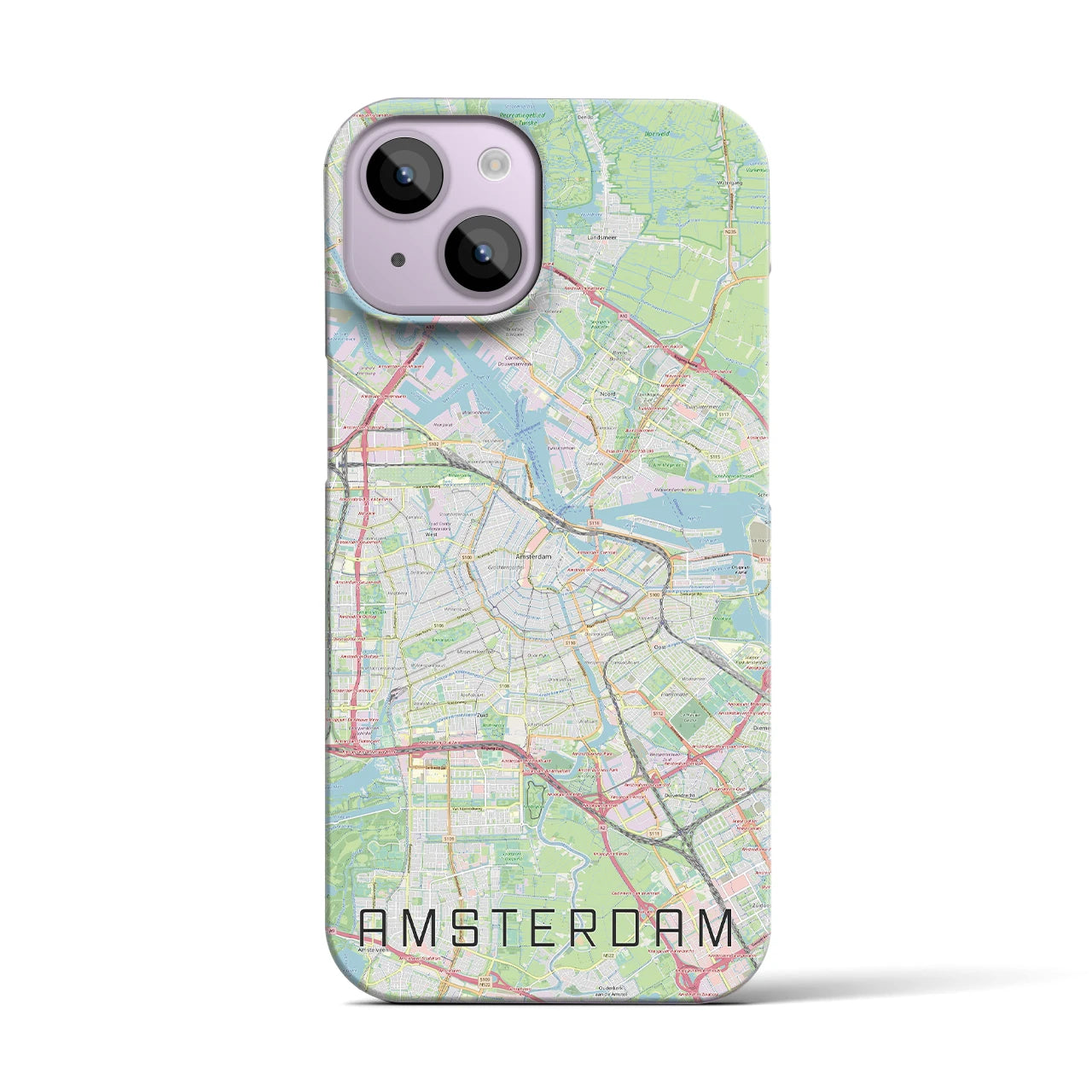 【アムステルダム】地図柄iPhoneケース（バックカバータイプ・ナチュラル）iPhone 14 用