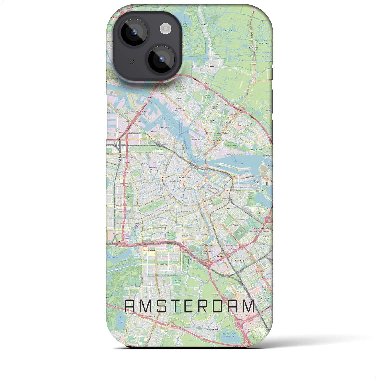 【アムステルダム】地図柄iPhoneケース（バックカバータイプ・ナチュラル）iPhone 14 Plus 用