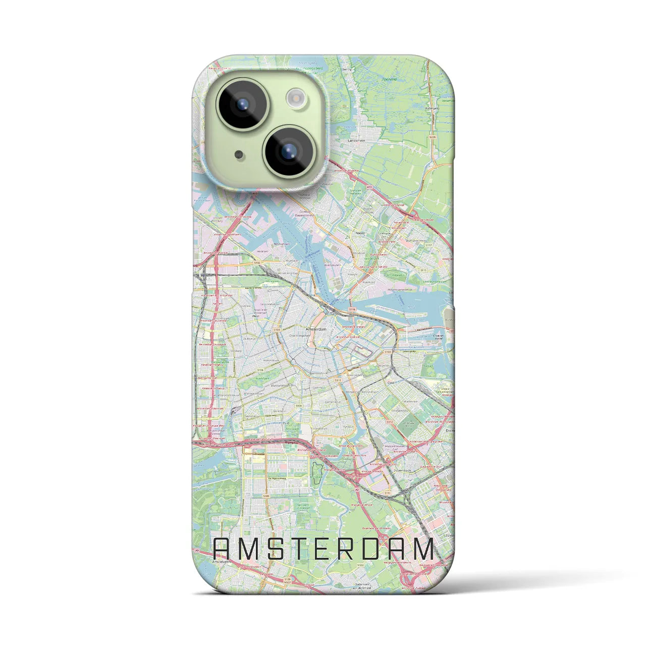【アムステルダム】地図柄iPhoneケース（バックカバータイプ・ナチュラル）iPhone 15 用