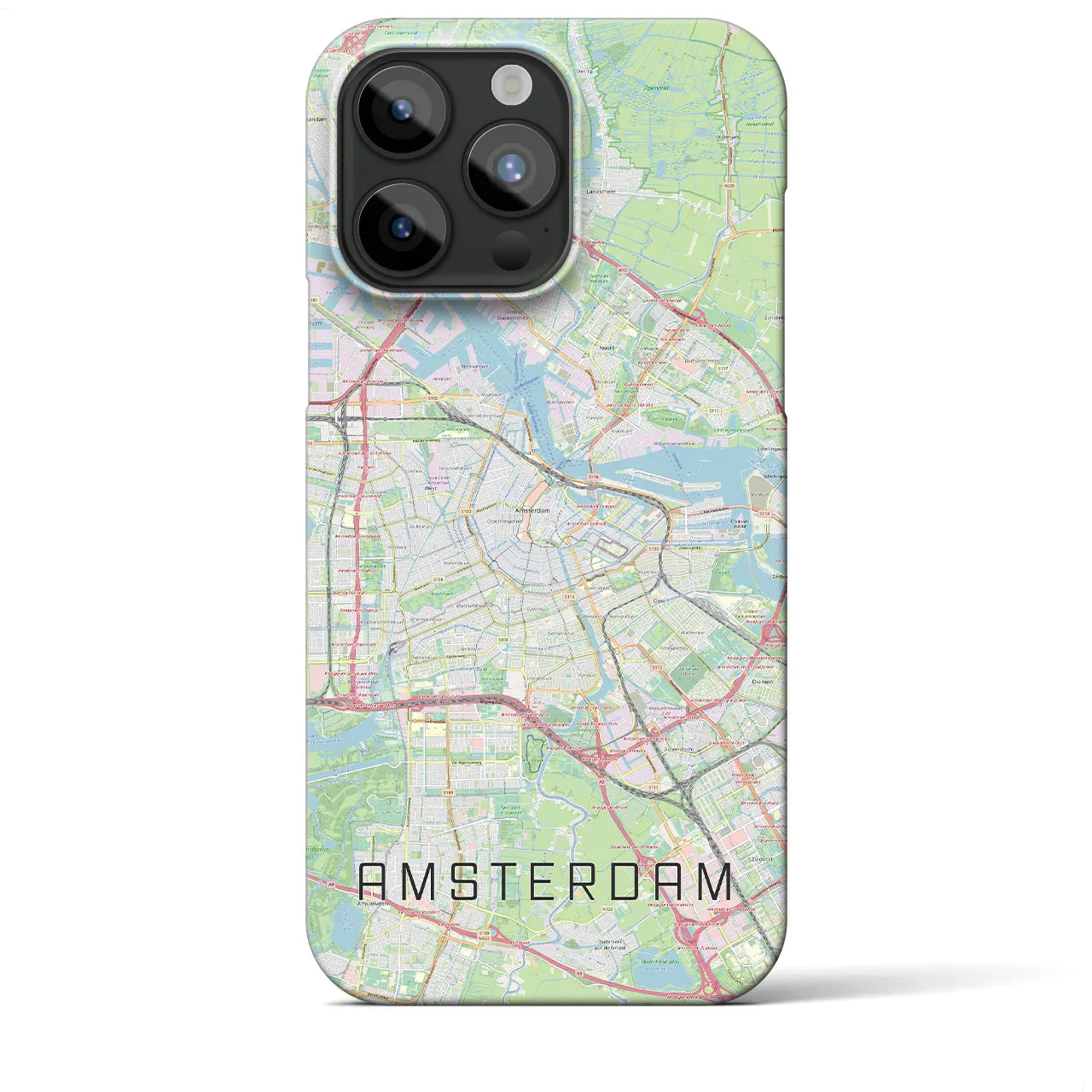 【アムステルダム】地図柄iPhoneケース（バックカバータイプ・ナチュラル）iPhone 15 Pro Max 用