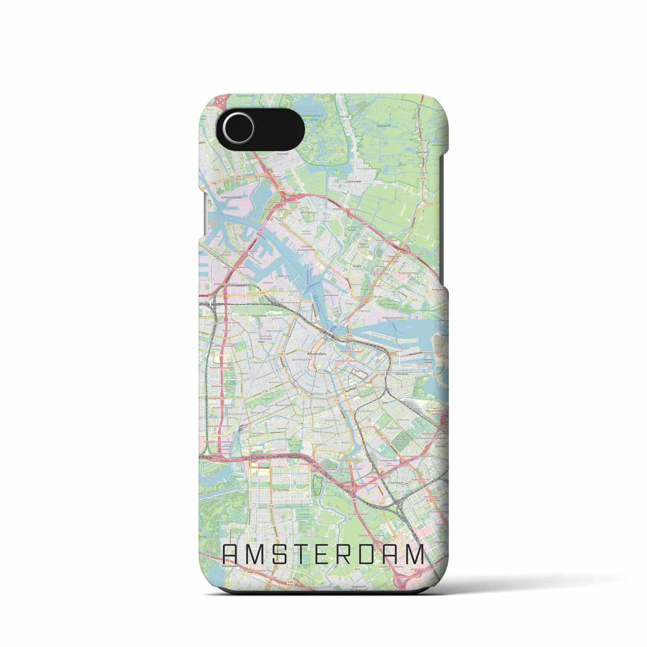 【アムステルダム】地図柄iPhoneケース（バックカバータイプ・ナチュラル）iPhone SE（第3 / 第2世代） / 8 / 7 / 6s / 6 用