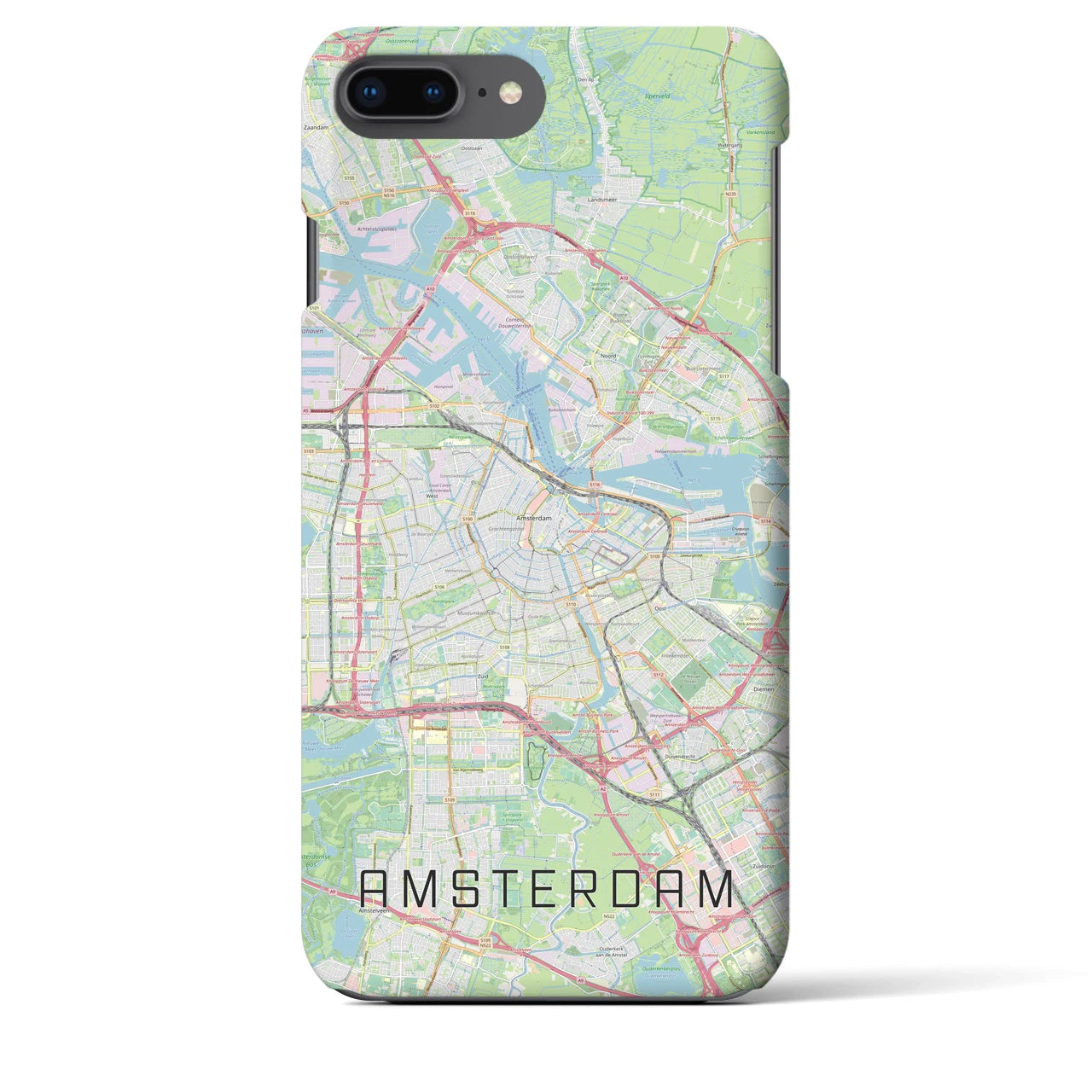 【アムステルダム】地図柄iPhoneケース（バックカバータイプ・ナチュラル）iPhone 8Plus /7Plus / 6sPlus / 6Plus 用