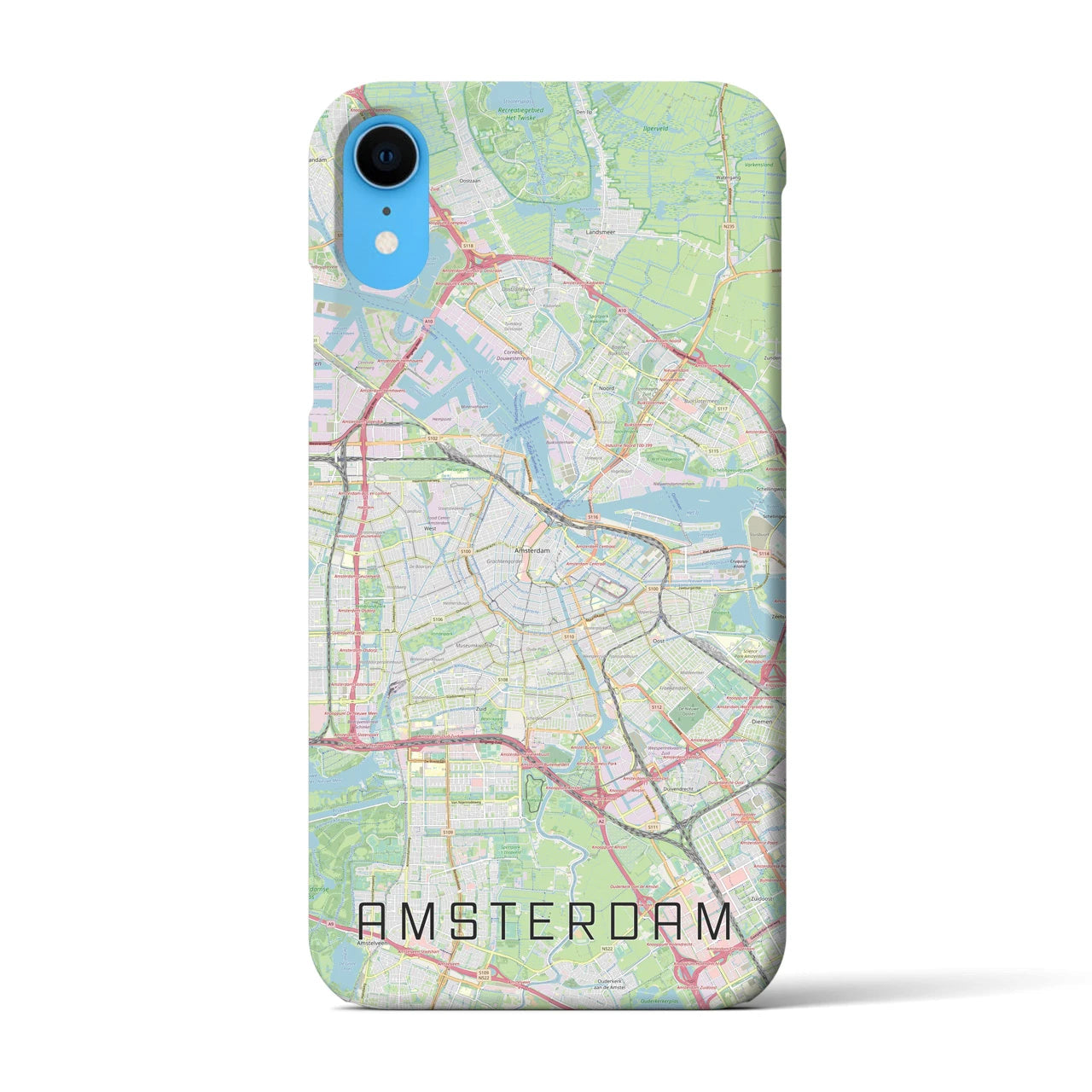【アムステルダム】地図柄iPhoneケース（バックカバータイプ・ナチュラル）iPhone XR 用