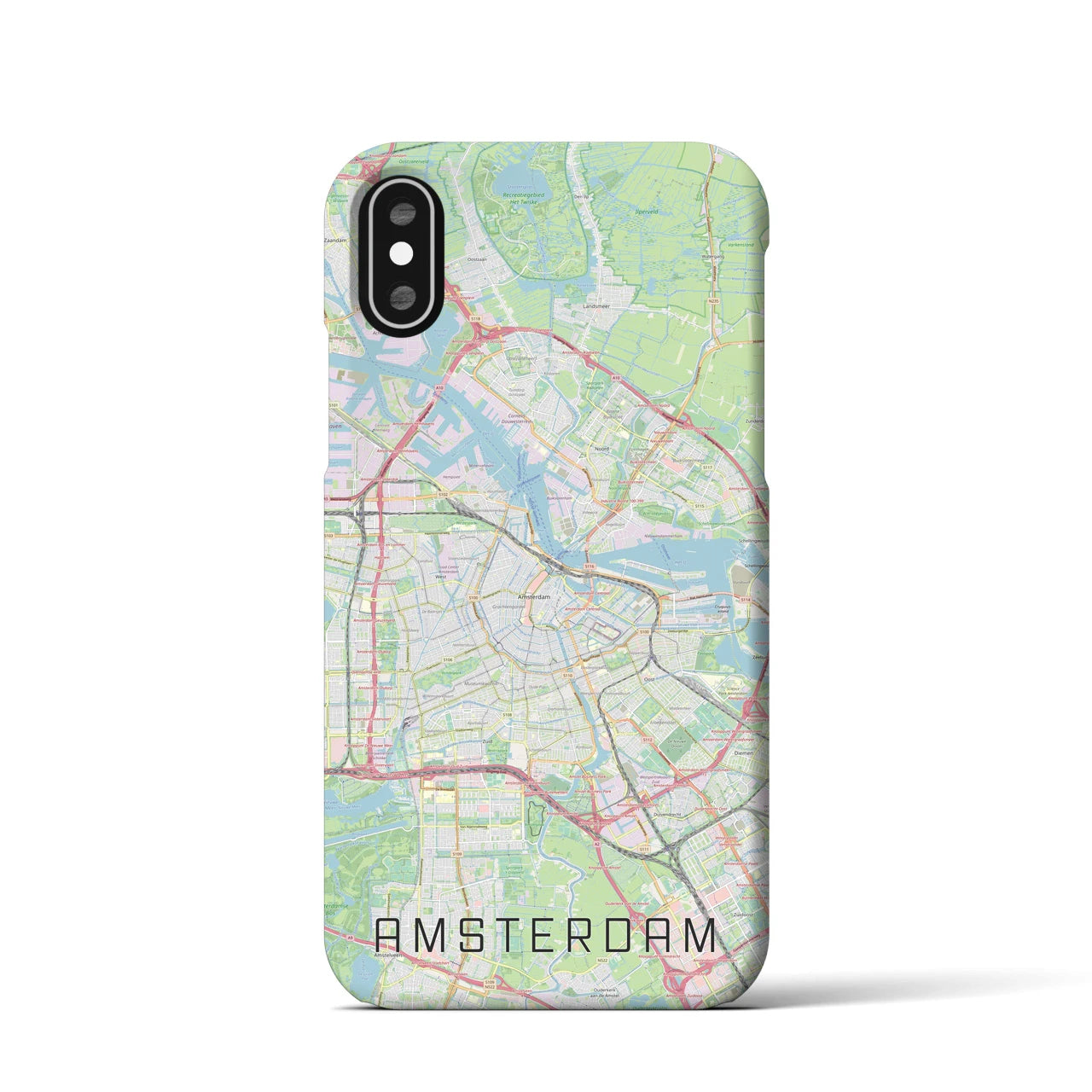 【アムステルダム】地図柄iPhoneケース（バックカバータイプ・ナチュラル）iPhone XS / X 用