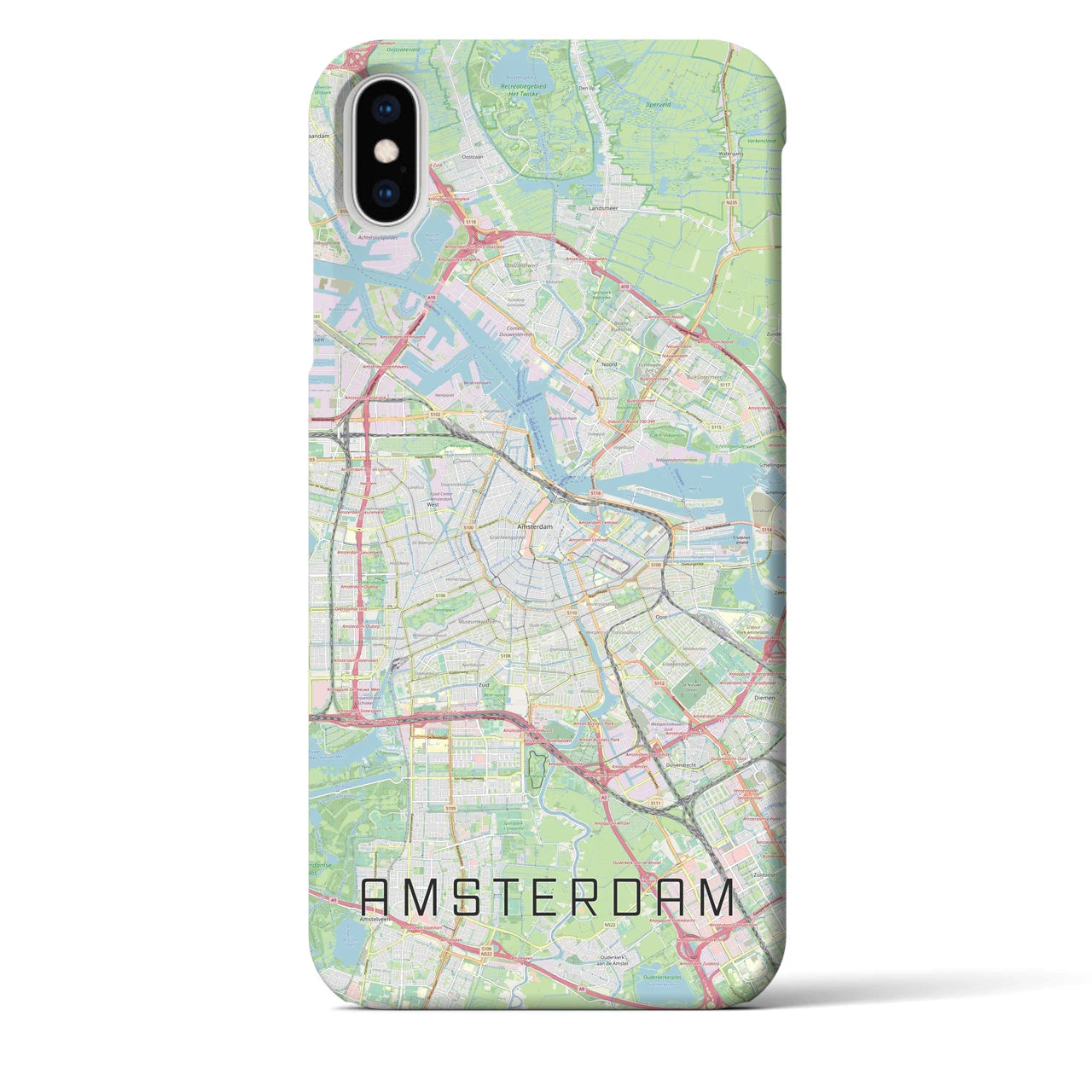 【アムステルダム】地図柄iPhoneケース（バックカバータイプ・ナチュラル）iPhone XS Max 用