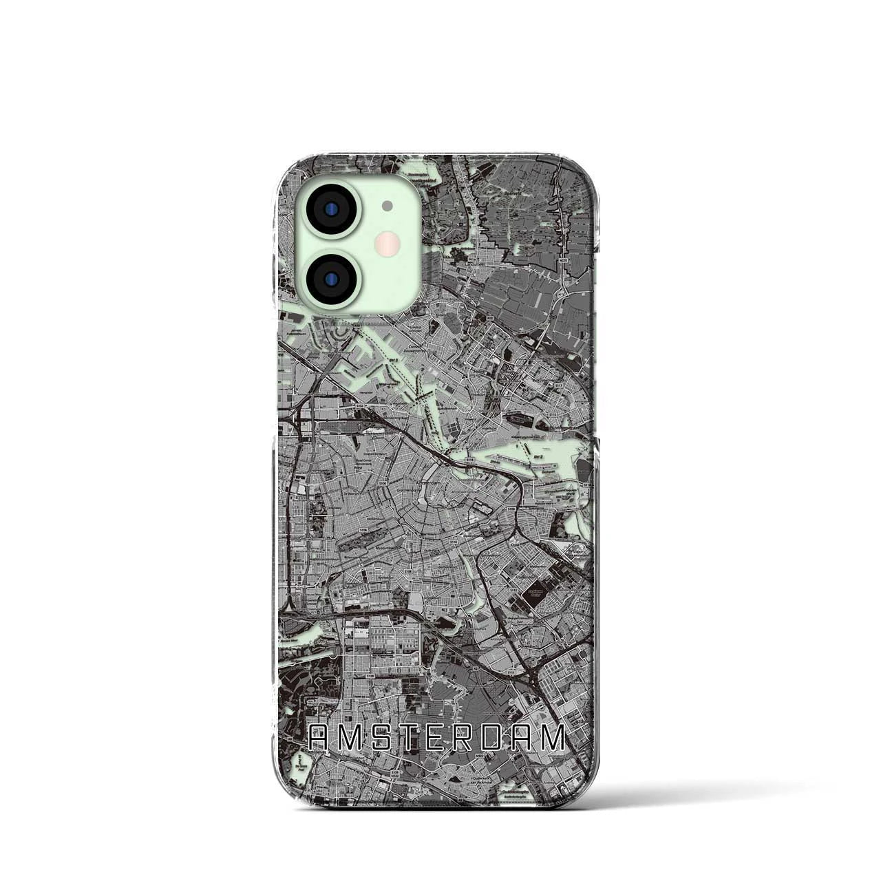 【アムステルダム】地図柄iPhoneケース（クリアタイプ・モノトーン）iPhone 12 mini 用