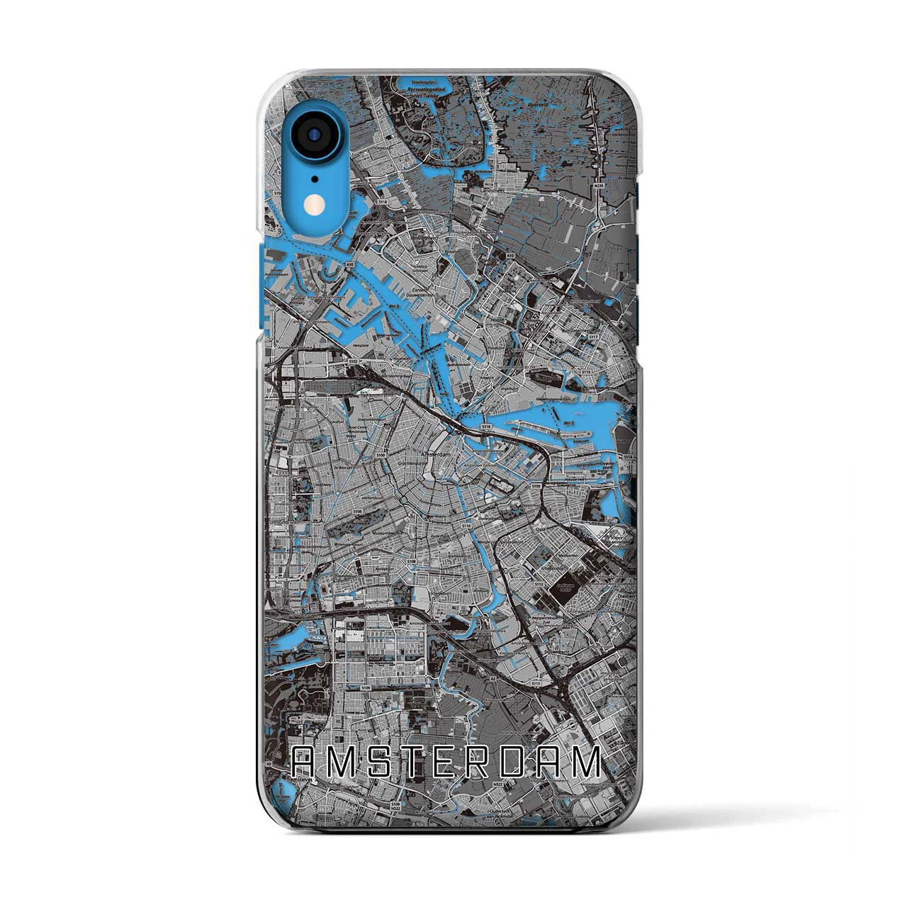 【アムステルダム】地図柄iPhoneケース（クリアタイプ・モノトーン）iPhone XR 用