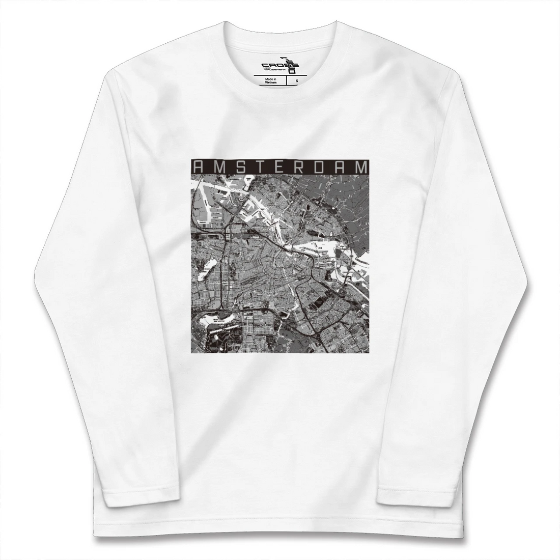【アムステルダム(オランダ)】地図柄ロングスリーブTシャツ