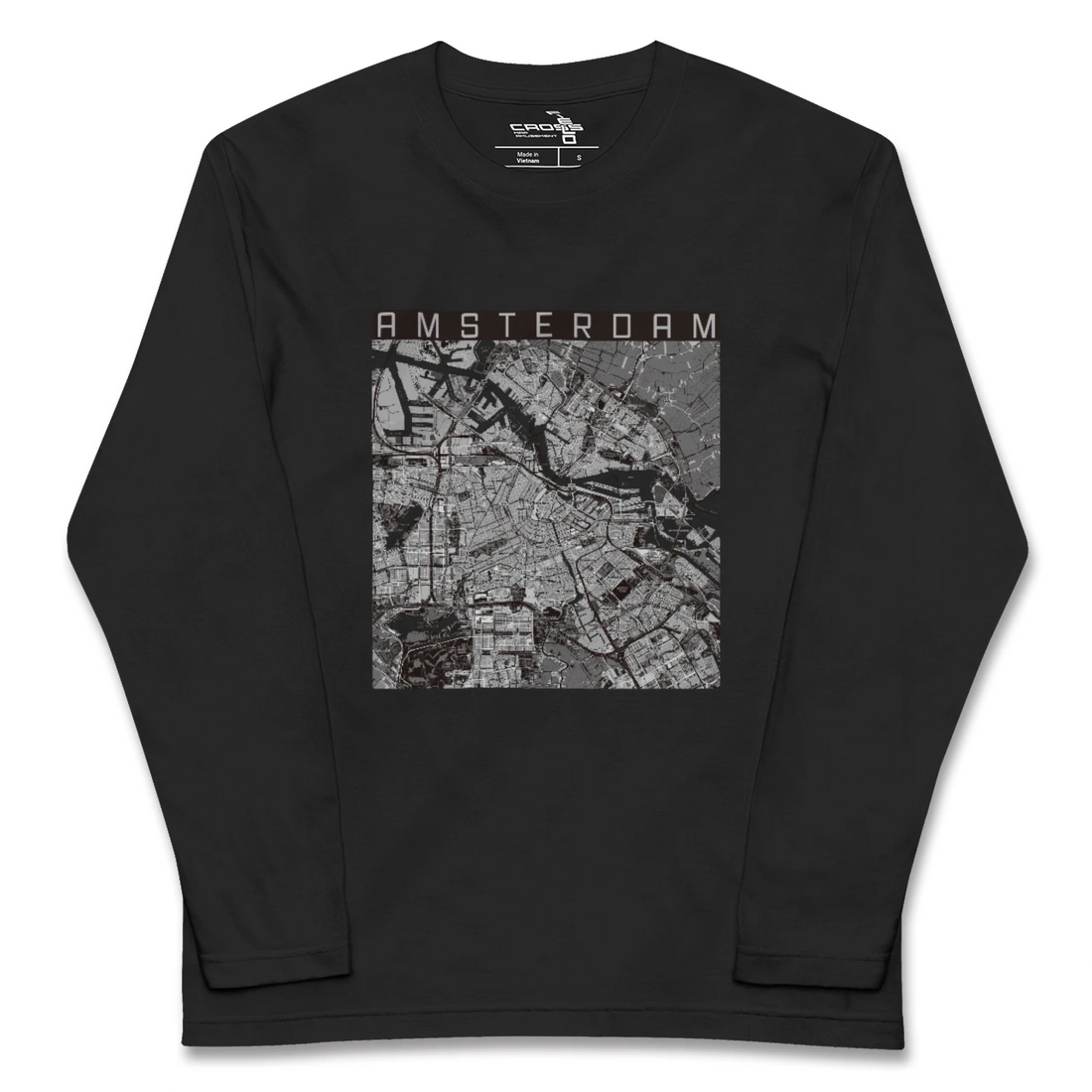 【アムステルダム(オランダ)】地図柄ロングスリーブTシャツ