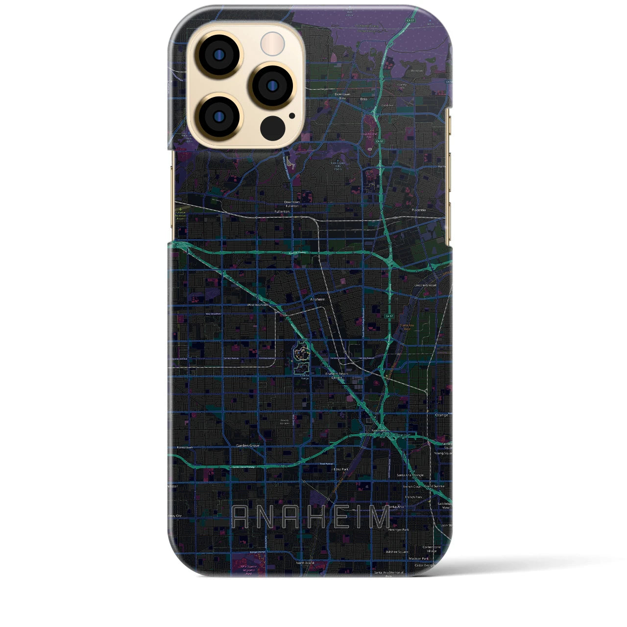 【アナハイム】地図柄iPhoneケース（バックカバータイプ・ブラック）iPhone 12 Pro Max 用