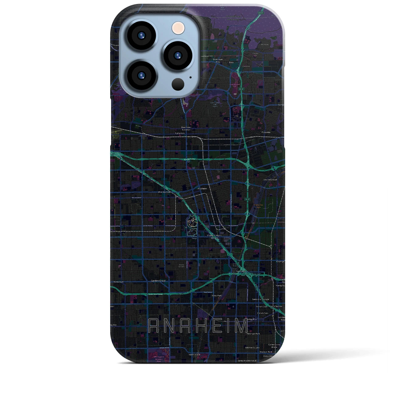 【アナハイム】地図柄iPhoneケース（バックカバータイプ・ブラック）iPhone 13 Pro Max 用