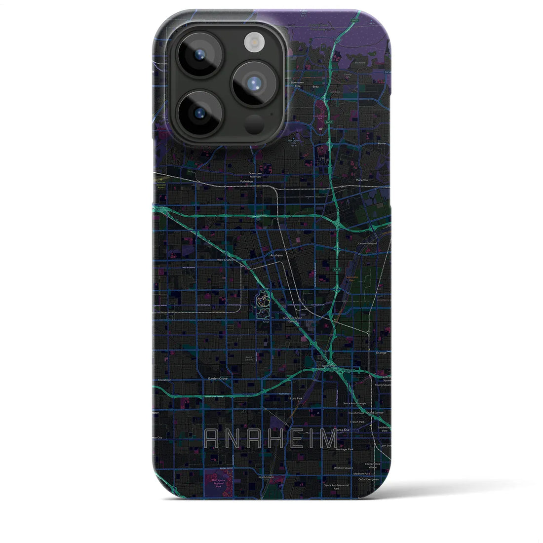 【アナハイム】地図柄iPhoneケース（バックカバータイプ・ブラック）iPhone 15 Pro Max 用