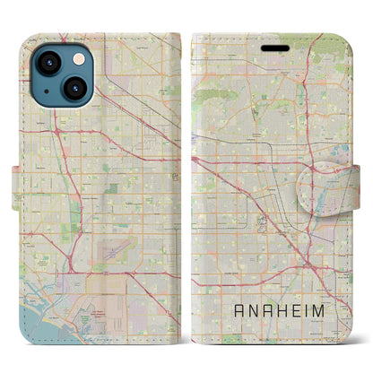 【アナハイム（アメリカ）】地図柄iPhoneケース（手帳タイプ）ナチュラル・iPhone 13 用