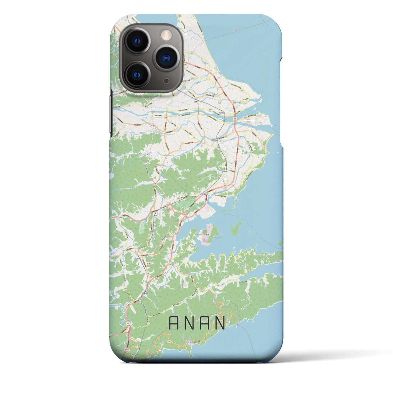 【阿南】地図柄iPhoneケース（バックカバータイプ・ナチュラル）iPhone 11 Pro Max 用